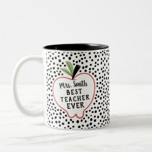 Tasse 2 Couleurs Meilleur Enseignant Personnalisé Jamais Pomme Mus