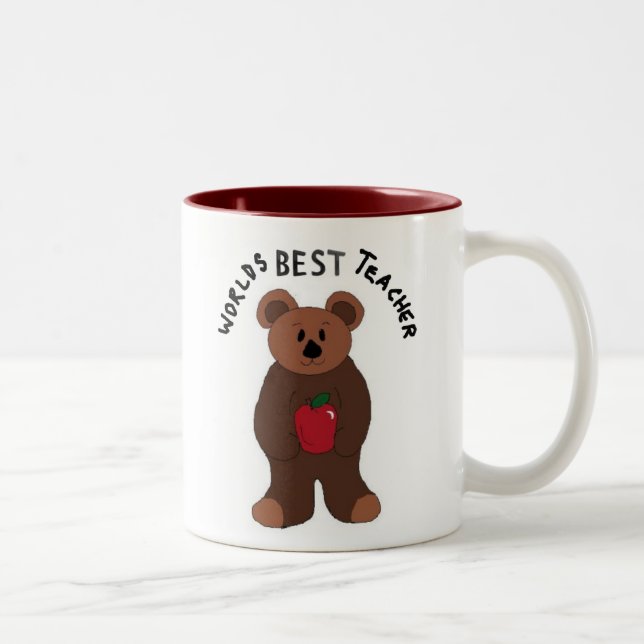 Tasse 2 Couleurs Meilleur Enseignant Teddy Bear (Droit)