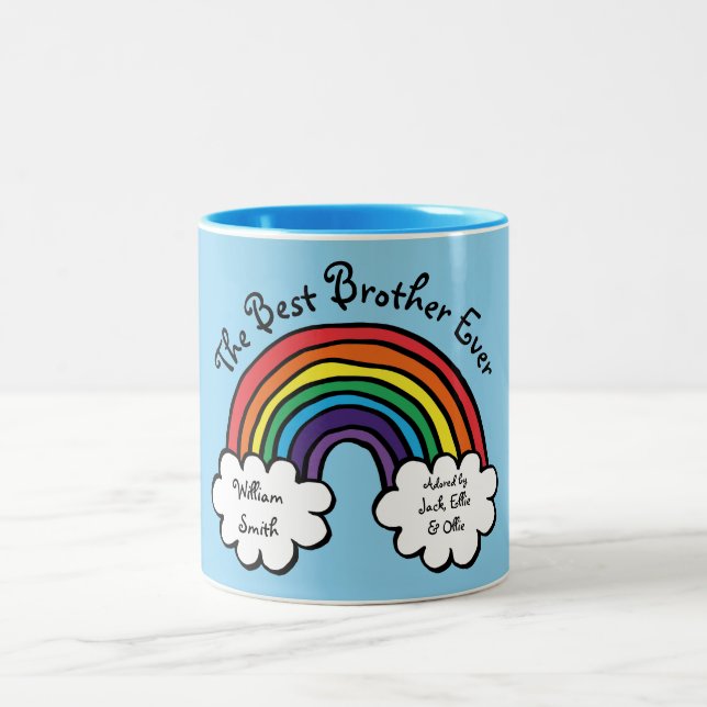 Tasse 2 Couleurs Meilleur Frère jamais Rainbow Blue (Centre)