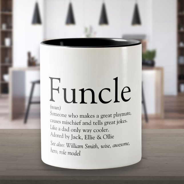 Tasse 2 Couleurs Meilleur Funcle du monde, Oncle Définition moderne (World's Best Ever Funcle, Uncle Modern Definition Two-Tone Coffee Mug)