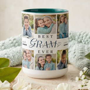 Tasse 2 Couleurs Meilleur Gramme Personnalisé Cadeau Collage 8 Phot