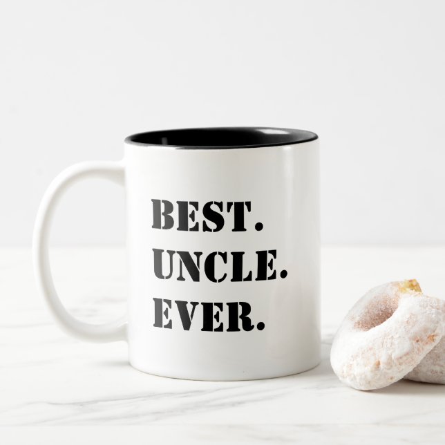 Tasse 2 Couleurs Meilleur. Oncle. Jamais. Crayon noir (Avec donut)
