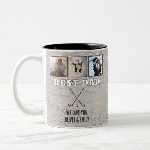 Tasse 2 Couleurs Meilleur Papa Bois Rustique 3 Collage Photo Souven