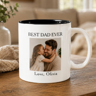 Tasse 2 Couleurs Meilleur Papa Jamais Carré Photo Personnalisé