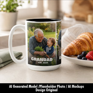 Tasse 2 Couleurs Meilleur Papy Collage Photo Gras