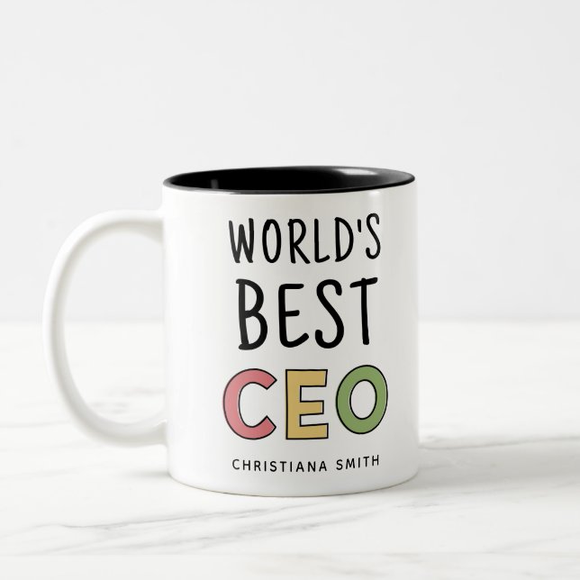 Tasse 2 Couleurs Meilleur PDG du monde personnalisé (Gauche)