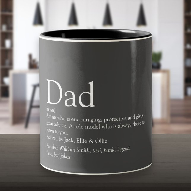 Tasse 2 Couleurs Meilleur Père, Papa, Papa, Père Définition (World's Best Ever Dad, Daddy, Father Definition Two-Tone Coffee Mug)