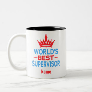 Tasse 2 Couleurs Meilleur Superviseur du monde, Nom personnalisé