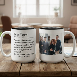Tasse 2 Couleurs Meilleure définition d'équipe Photo personnalisée