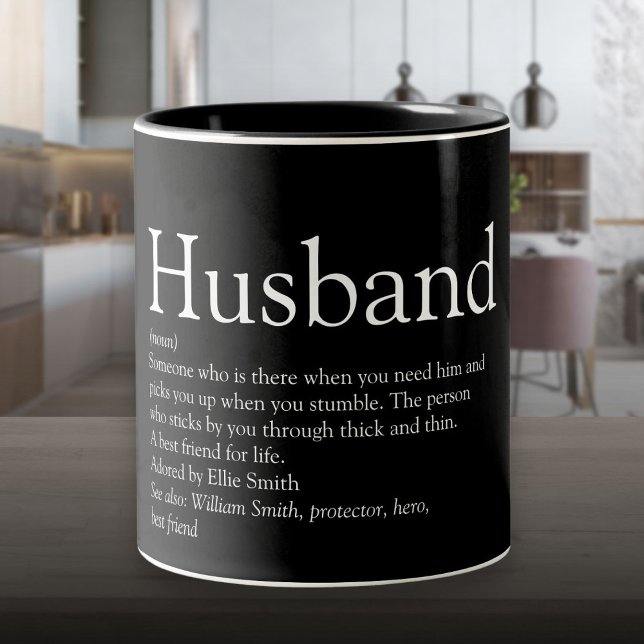 Tasse 2 Couleurs Meilleure définition du mari au monde (World's Best Ever Husband Definition Two-Tone Coffee Mug)