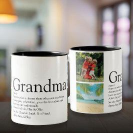 Tasse 2 Couleurs Meilleure grand-mère, Granny Definition 4 Collage 