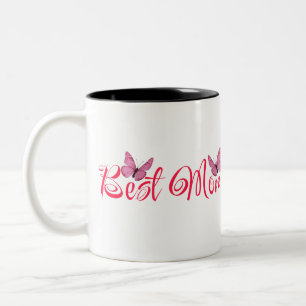 Tasse 2 Couleurs Meilleure maman aux papillons roses