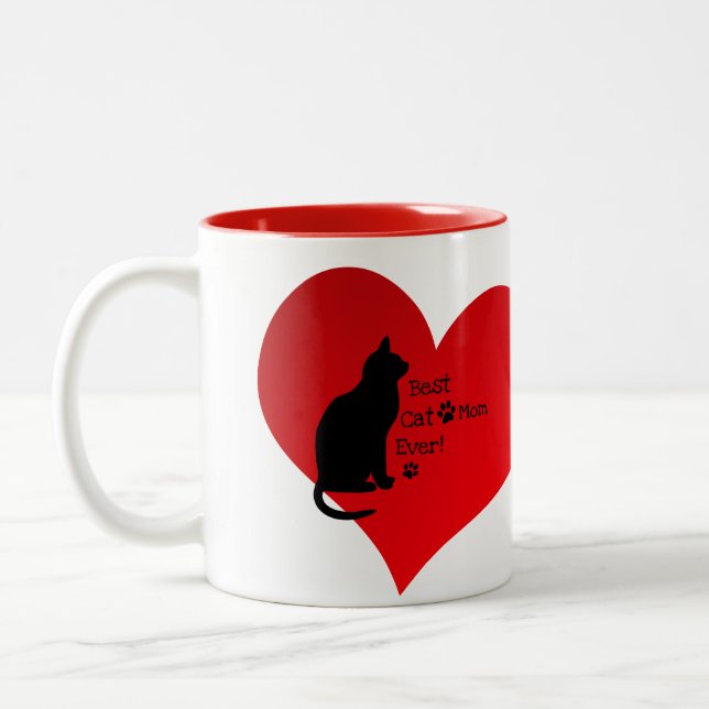 Tasse 2 Couleurs Meilleure maman de chat (Gauche)