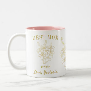 Tasse 2 Couleurs Meilleure maman Elegant Gold Floral