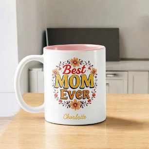Tasse 2 Couleurs Meilleure maman jamais florale Wreath   Fête des M