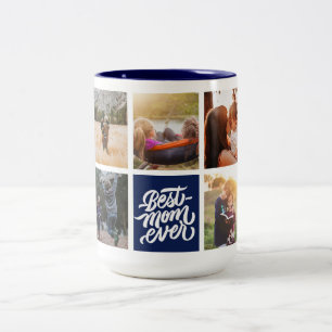 Tasse 2 Couleurs Meilleure maman Jamais Personnalisé Photo Collage 