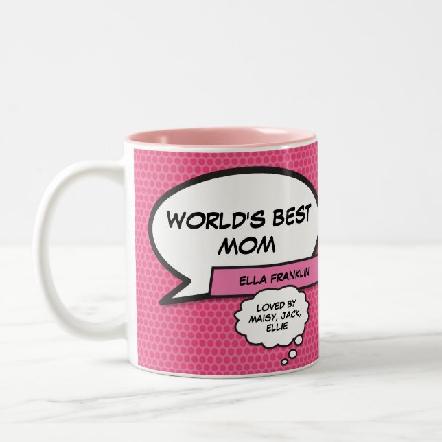 Tasse 2 Couleurs Meilleure maman, maman, mère, amusante bande dessi (Gauche)