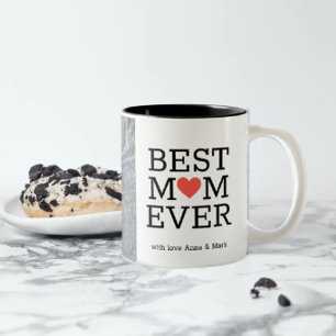 Tasse 2 Couleurs Meilleure maman personnalisée Jamais Coeur Photo 