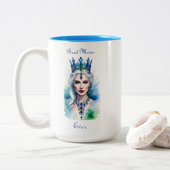 Tasse 2 Couleurs Meilleure maman reine (Avec donut)