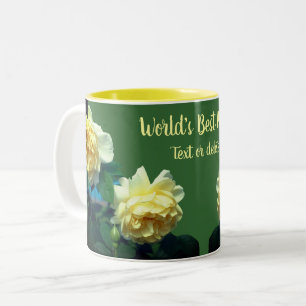 Tasse 2 Couleurs Meilleure maman Yellow Roses Floral Personnalisé