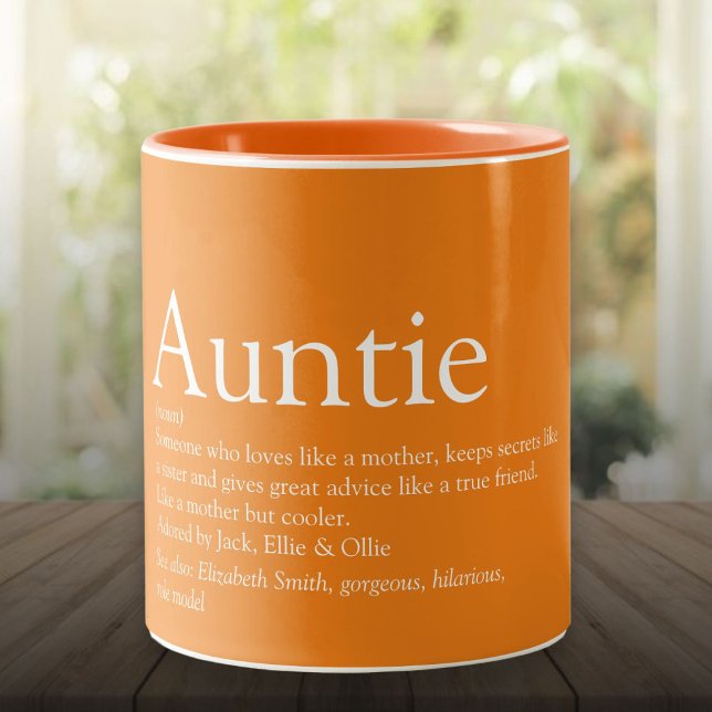 Tasse 2 Couleurs Meilleure Tante, Tante Définition Orange (World's Best Ever Aunt, Auntie Definition Orange Two-Tone Coffee Mug)