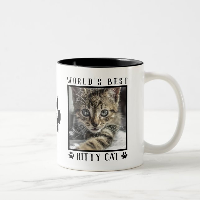 Tasse 2 Couleurs Meilleures Empreintes de Patte de Chat Kitty au Mo (Droit)