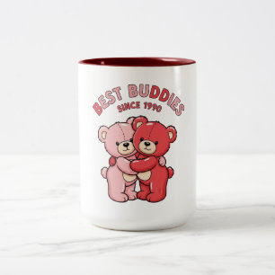 Tasse 2 Couleurs Meilleurs Amis Depuis 1990 Ours en Peluche Rouges