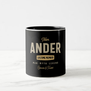 Tasse 2 Couleurs Membre de l'équipe Ander à vie Nom personnalisé