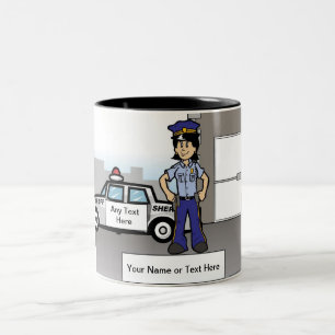 Tasse 2 Couleurs Membre du shérif personnalisé - Dessin féminin