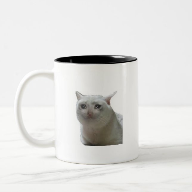 Tasse 2 Couleurs Mème de chat en pleurs (Gauche)