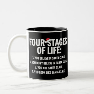 Tasse 2 Couleurs Mème d'humour de Noël Père Noël quatre étapes de l