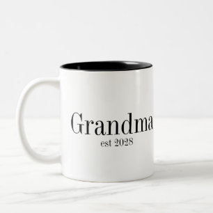 Tasse 2 Couleurs Mémé personnalisé moderne noir et blanc