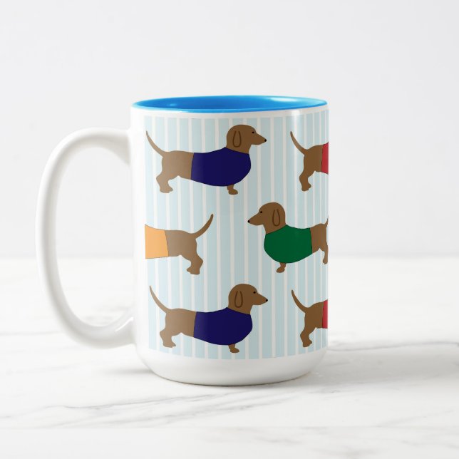 Tasse 2 Couleurs Ménagerie Dachshund (Gauche)