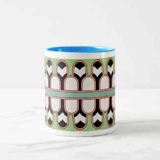 Tasse 2 Couleurs Menthe géométrique de motif d'art déco assyrien