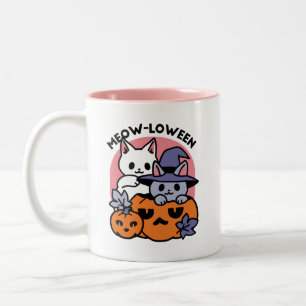Tasse 2 Couleurs Meow-Loween - Cute Halloween Conception Chat