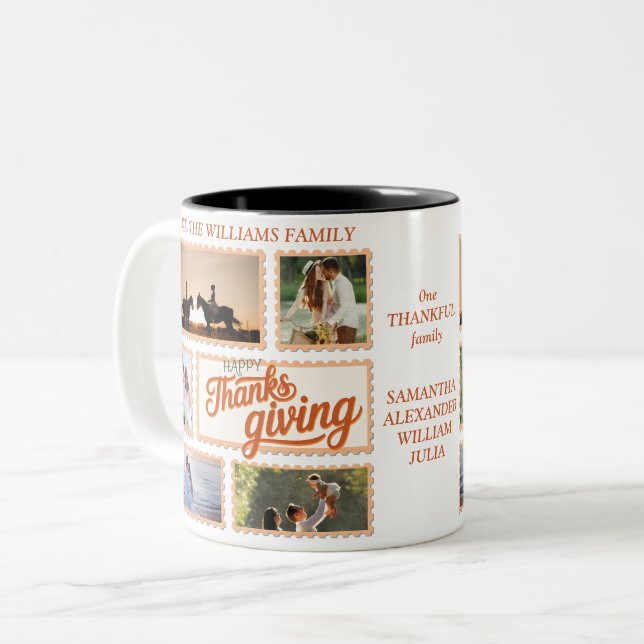 Tasse 2 Couleurs Merci Famille Thanksgiving Photo Collector Party (Devant gauche)