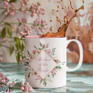 Tasse 2 Couleurs Mère de la mariée Belle florale rose chic