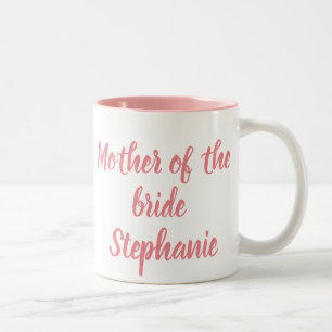 Tasse 2 Couleurs Mère de la mariée Écriture rose Mariages