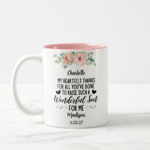 Tasse 2 Couleurs Mère du cadeau Groom avec un message de remercieme