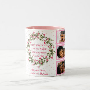 Tasse 2 Couleurs mère jour aquarelle rose florale 3 photo chic