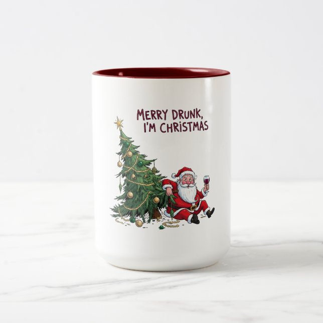 Tasse 2 Couleurs Merry Drunk, I'm Christmas Santa (Centre)
