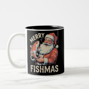 Tasse 2 Couleurs Merry Fishmas Funny Noël Père Noël Pêche