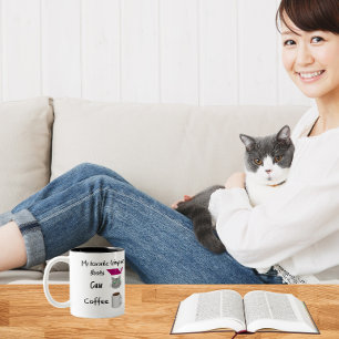 Tasse 2 Couleurs Mes choses préférées Livres, Chats, Café