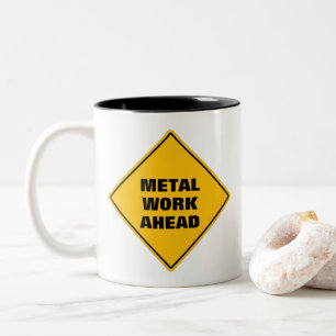 Tasse 2 Couleurs Metal de panneau d'avertissement jaune classique a