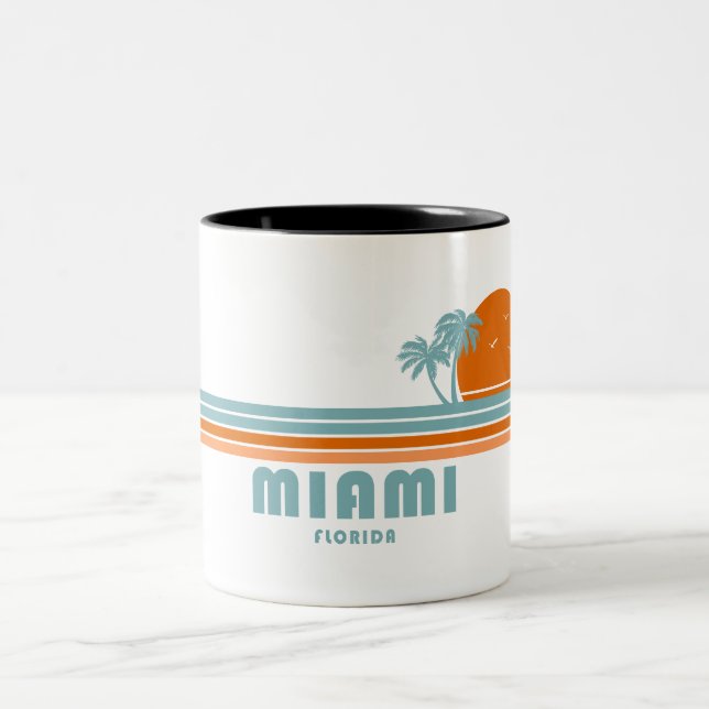 Tasse 2 Couleurs Miami Floride Sun Palm Trees (Centre)