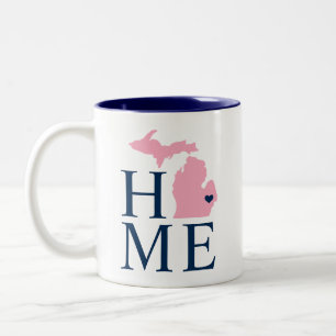Tasse 2 Couleurs Michigan Home Marine Blue and Pink Custom City Hea