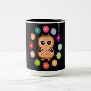 Tasse 2 Couleurs mignon et kawaii hibou Animaux sauvages Coloré hul