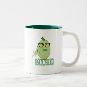 Tasse 2 Couleurs Mignon Oiseau Nerd Vert avec des Lunettes