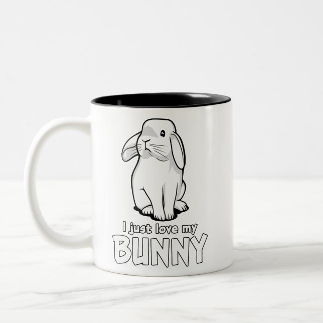 Tasse 2 Couleurs Mignonne Lapin J'Aime Mon Lapin (Gauche)