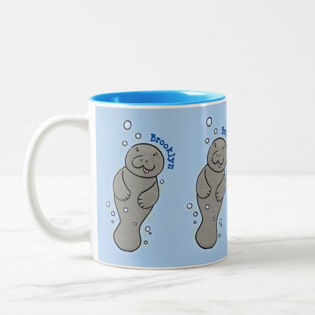 Tasse 2 Couleurs Mignonne manatée bébé avec bulles illustration (Gauche)